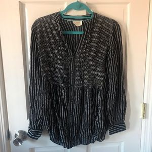 Black and white patterned blouse